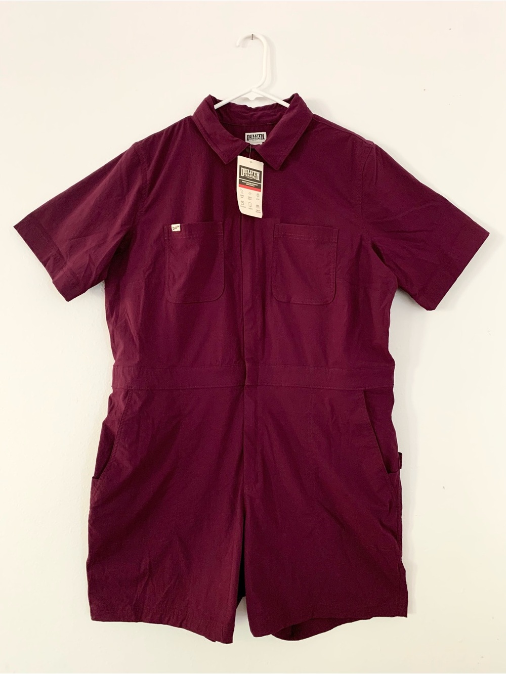 NWT XL Duluth Heirloom Gardening 7" Coveralls Shorts Garden Overalls Raspberry
